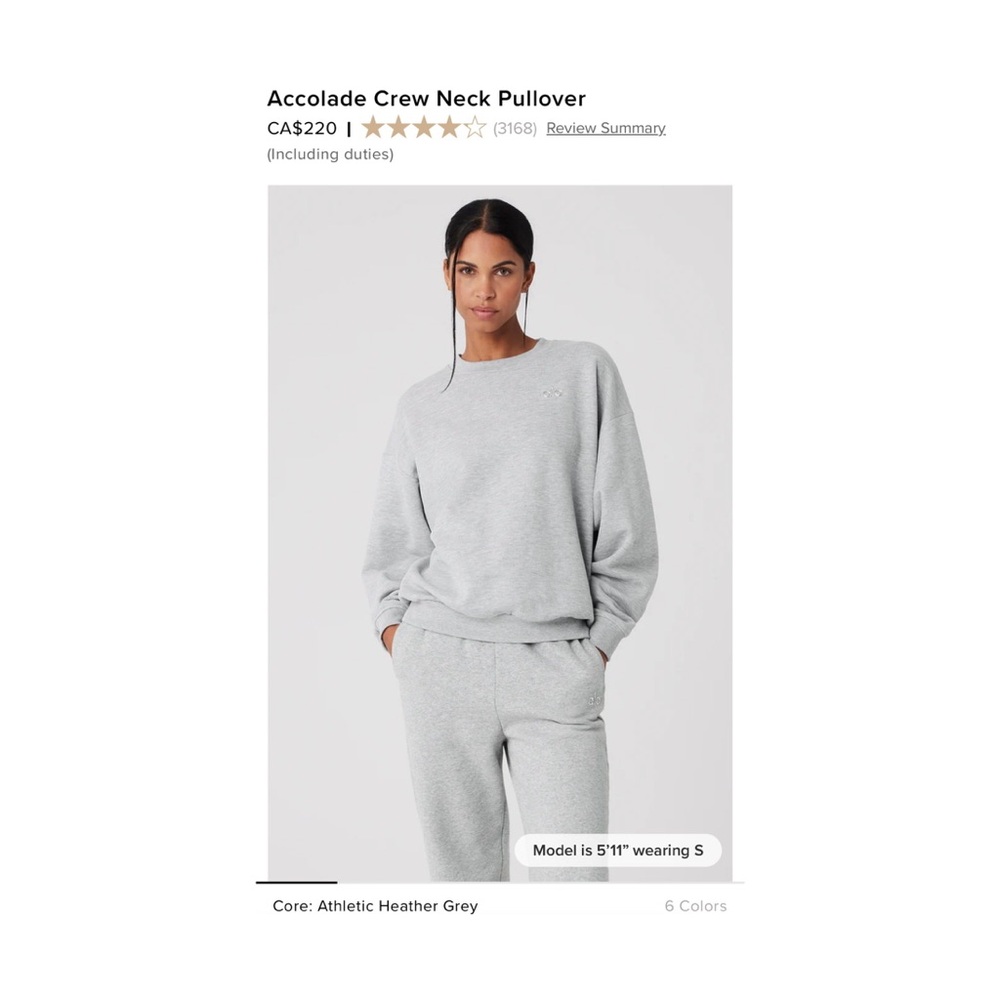 ALO Accolade Crew Neck Pullover - Gray